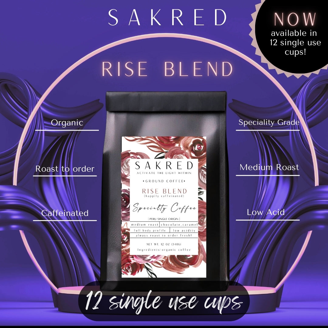 RISE BLEND - 12 SINGLE CUP ORGANIC DRIP GROUND SINGLE ORIGIN LOW ACIDITY PERUVIAN COFFEE